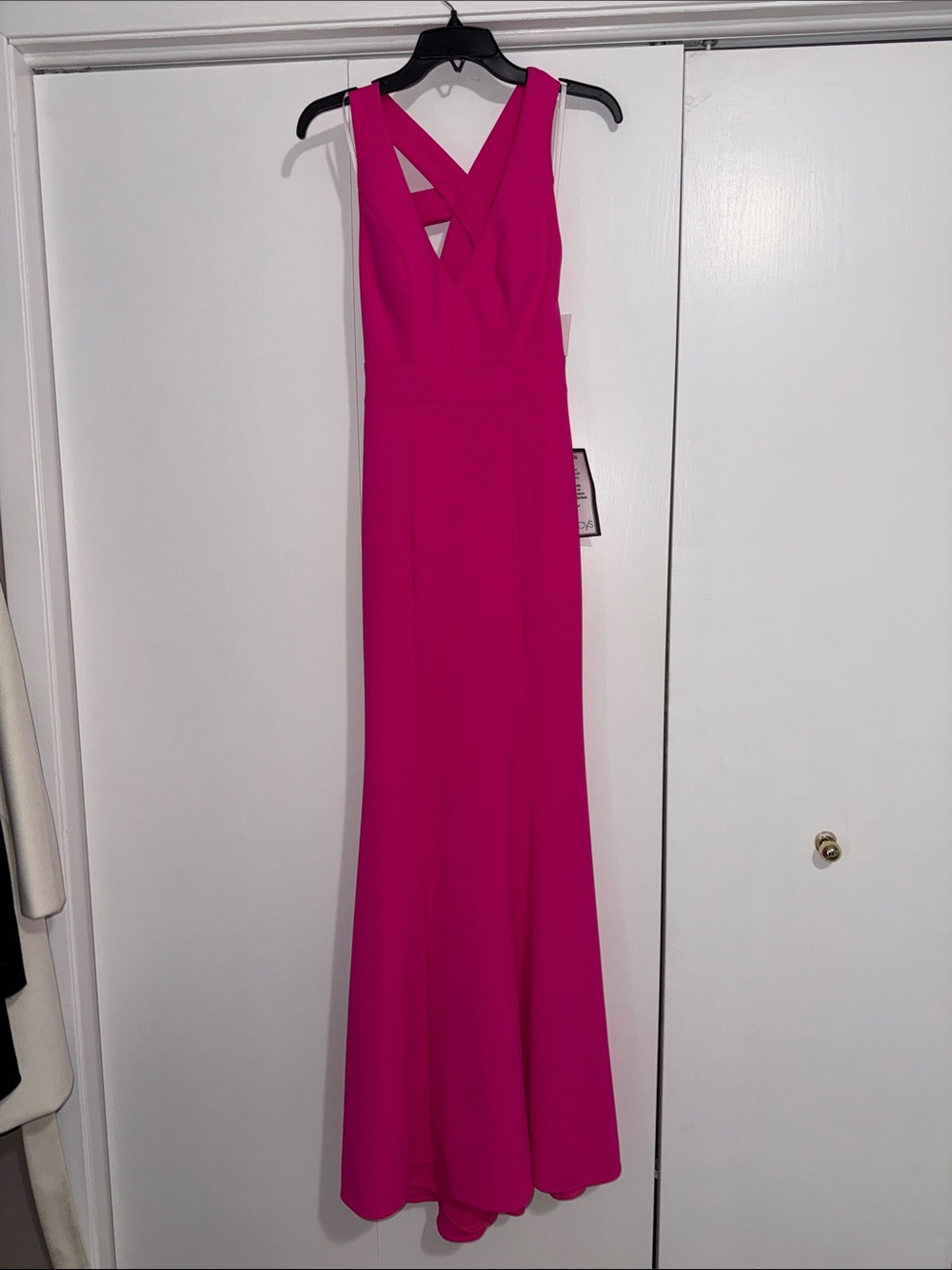 Macy's Bright Fuchsia Sleeveless V-Neck Maxi Dress with Crisscross Back